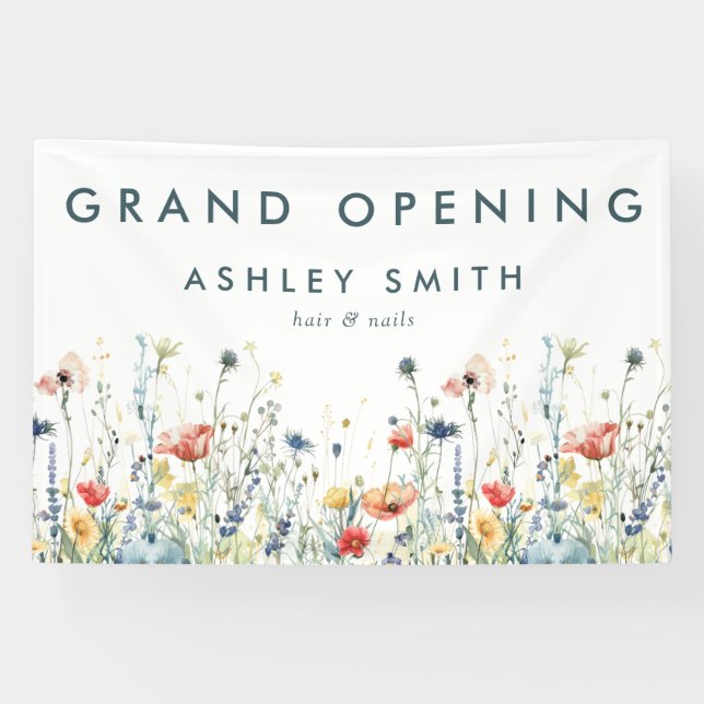 Vibrant Wildflower Grand Opening Banner (Horizontal)