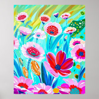 Vibrant Wildflower Meadow – Colourful Floral Art  Poster