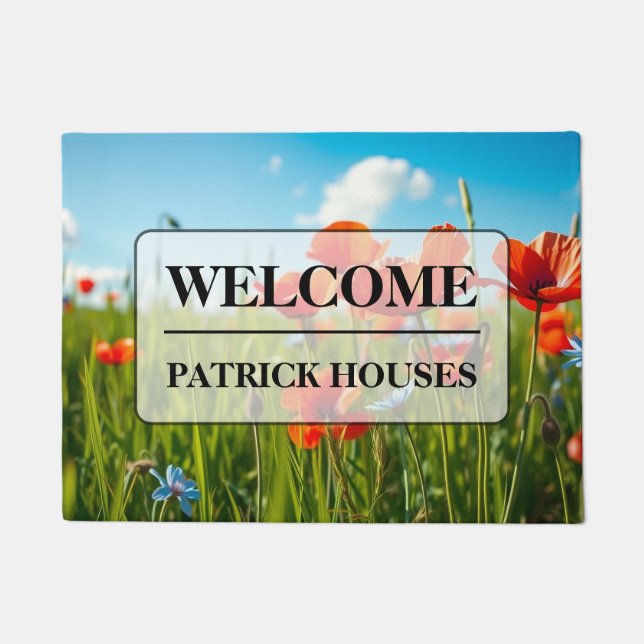 Vibrant Wildflower Meadow Spring Doormat (Front)