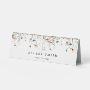 Vibrant Wildflower Name Plate Desk Sign