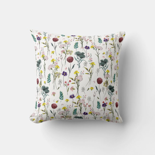 Vibrant Wildflower Throw Pillow (Front)