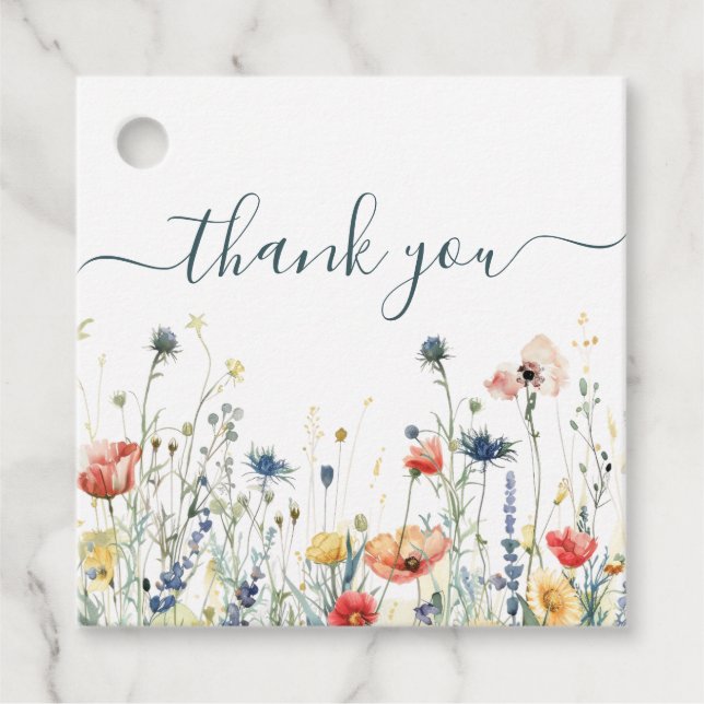 Vibrant Wildflower Wedding Favour Tags (Front)
