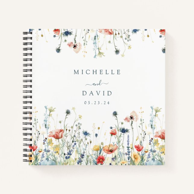 Vibrant Wildflower Wedding Guest Book (Front)