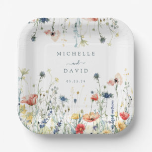 Vibrant Wildflower Wedding Paper Plate