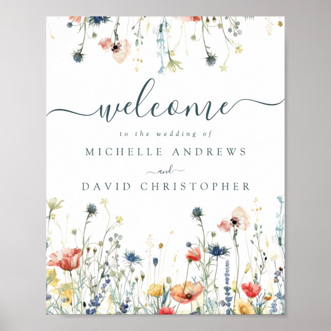 Vibrant Wildflower Wedding Welcome Poster (Front)
