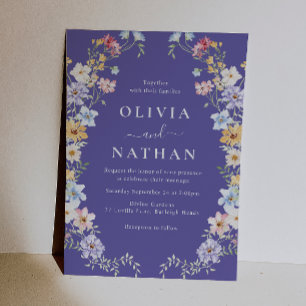 Vibrant Wildflowers Modern Wedding Invitation