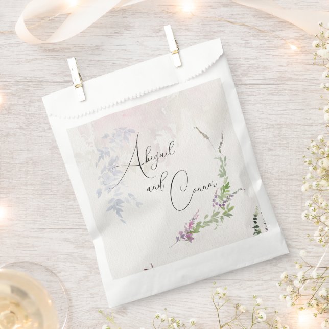 Vibrant Wildflowers Pink Violet Classic Round Stic Favour Bags (Clipped)