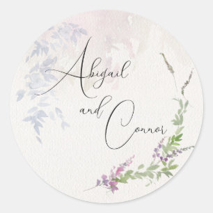 Vibrant Wildflowers Pink Violet Classic Round Sticker