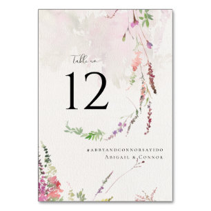 Vibrant Wildflowers Pink Violet Yellow Table Number