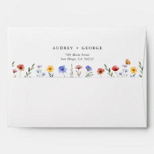 Vibrant Wildflowers Wedding Invitation Envelope