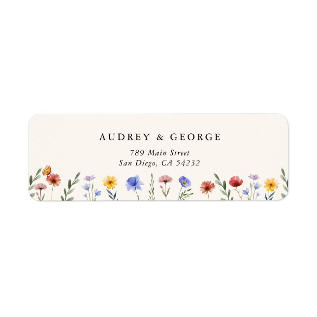 Vibrant Wildflowers Wedding Return Address (Front)