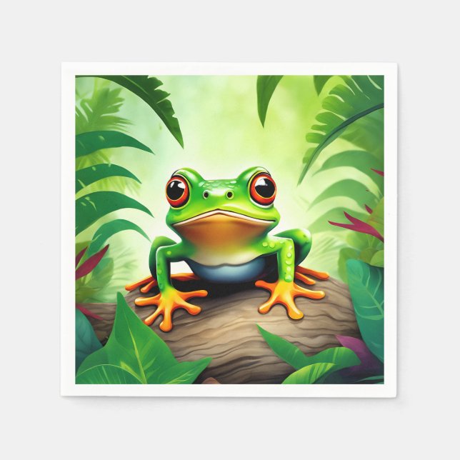 Vibrant Wildlife Frog Napkin (Front)