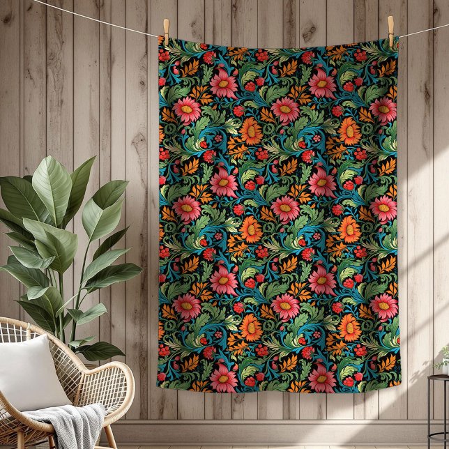 Vibrant William Morris Timeless Floral Elegance Fleece Blanket (Vibrant William Morris Timeless Floral Elegance Fleece Blanket)