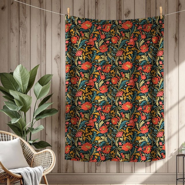 Vibrant William Morris Timeless Floral Elegance Fleece Blanket (Vibrant William Morris Timeless Floral Elegance Fleece Blanket)