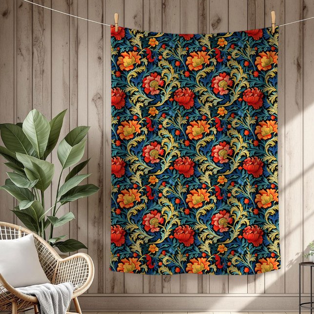 Vibrant William Morris Timeless Floral Elegance Fleece Blanket (Vibrant William Morris Timeless Floral Elegance Fleece Blanket)