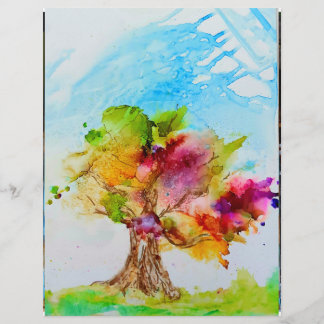 Vibrant Wind Blown Fantasy Tree Scrapbook Paper
