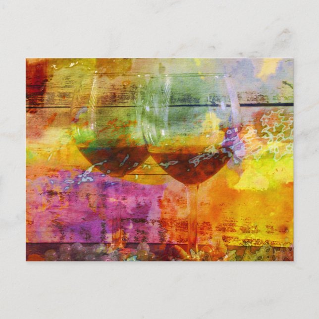 Vibrant Wine Digital Art Postcard (Front)