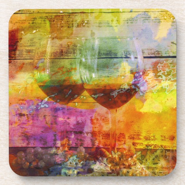 Vibrant Wine Plastic Coasters (Front)