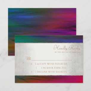 Vibrant Wisps   Dark Jewel Tone Watercolor RSVP Card