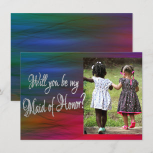 Vibrant Wisps   Jewel Tone Photo Bridal Party Ask Invitation