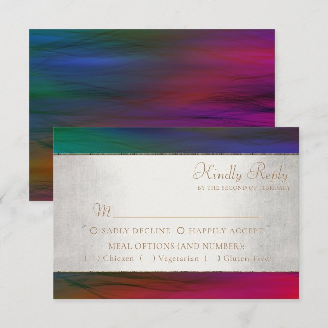 Vibrant Wisps | Jewel Tone Watercolor Meal Option RSVP Card (Front/Back)