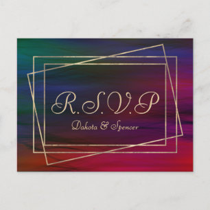 Vibrant Wisps   Jewel Tone Watercolor RSVP Invitation Postcard