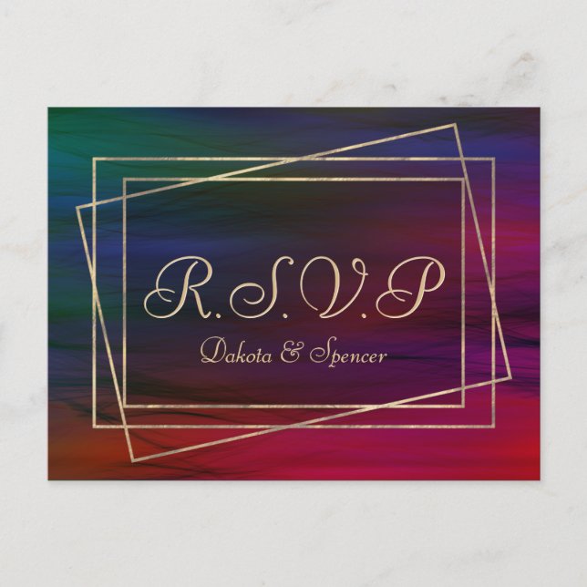 Vibrant Wisps | Jewel Tone Watercolor RSVP Invitation Postcard (Front)