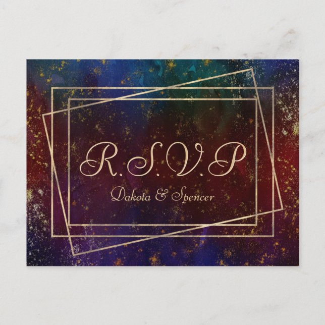 Vibrant Wisps | Jewel Tone Watercolor RSVP Invitation Postcard (Front)