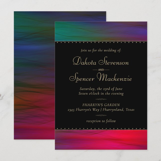 Vibrant Wisps | Jewel Tone Watercolor Wedding Invitation (Front/Back)