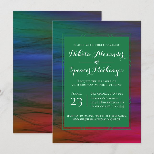 Vibrant Wisps | Jewel Tone Watercolor Wedding Invitation (Front/Back)