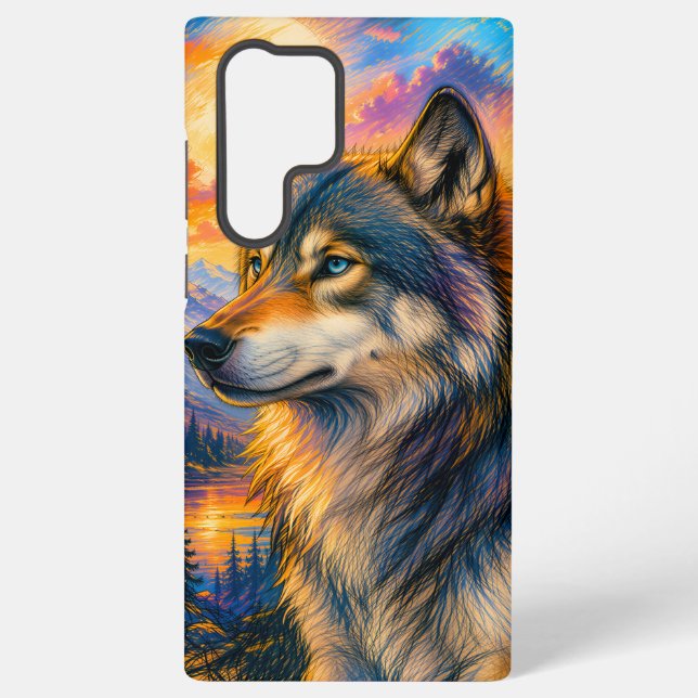 Vibrant Wolf Sunset Samsung Case (Back)