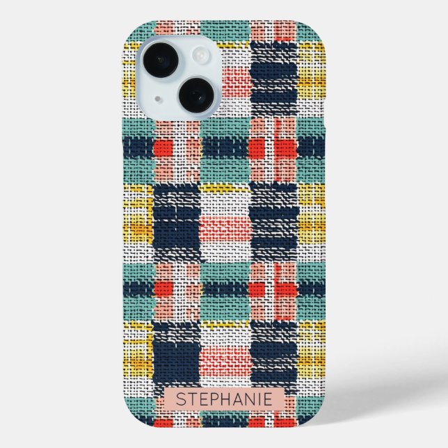 Vibrant Woven Plaid - Retro Boho Chequered Pattern Case-Mate iPhone Case (Back)