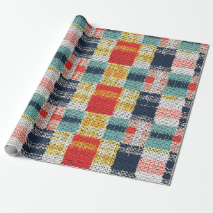 Vibrant Woven Plaid - Retro Boho Chequered Pattern Wrapping Paper