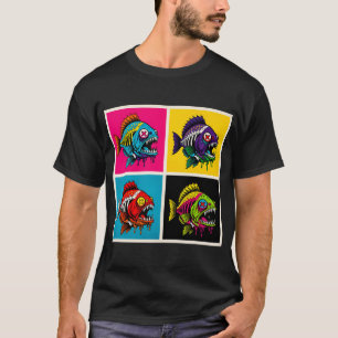 Vibrant X-Eyed Monster Fish Pop Art T-Shirt
