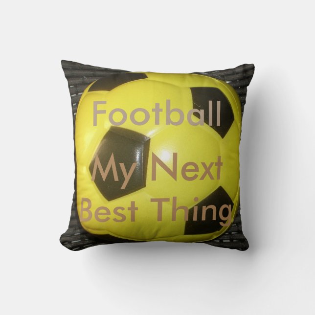 Vibrant Yellow and Black Football (Soccer) Art Cushion (Front)