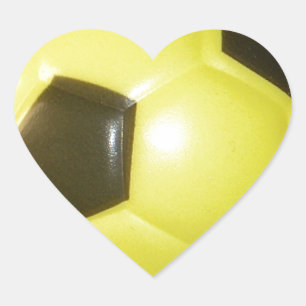Vibrant Yellow and Black Football (Soccer) Art Heart Sticker