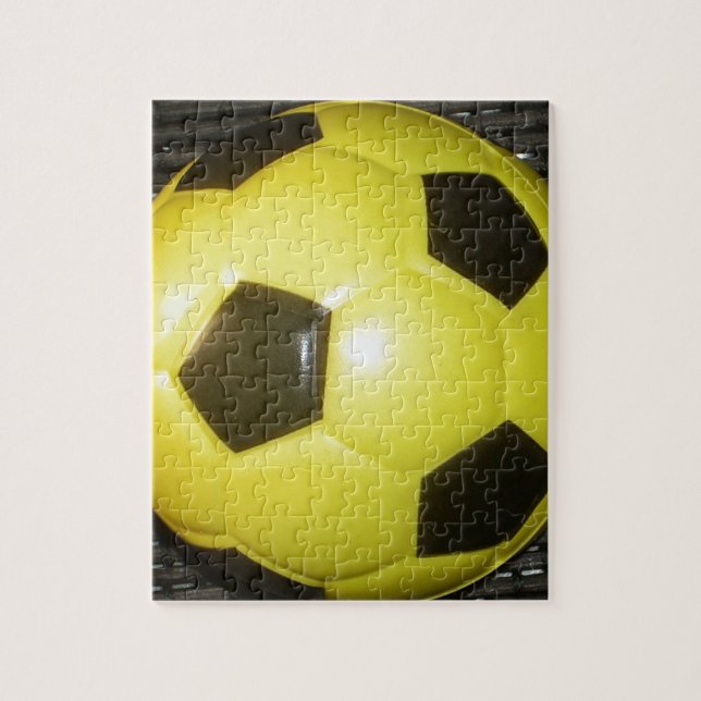Vibrant Yellow and Black Football (Soccer) Art Jigsaw Puzzle (Vertical)
