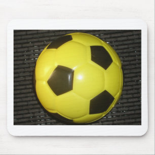 Vibrant Yellow and Black Football (Soccer) Art Mouse Mat