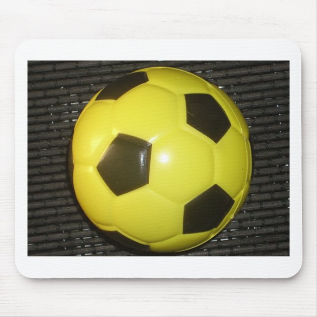 Vibrant Yellow and Black Football (Soccer) Art Mouse Mat (Front)