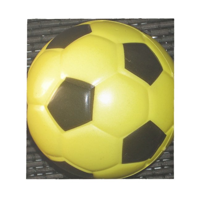 Vibrant Yellow and Black Football (Soccer) Art Notepad (Front)