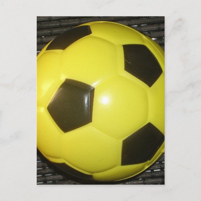 Vibrant Yellow and Black Football (Soccer) Art Postcard (Front)
