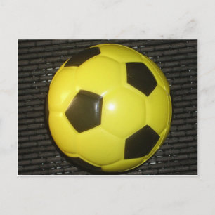 Vibrant Yellow and Black Football (Soccer) Art Postcard
