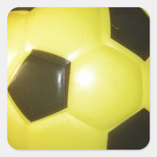 Vibrant Yellow and Black Football (Soccer) Art Square Sticker
