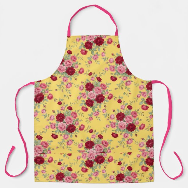 Vibrant Yellow and Pink Classic Rose Apron (Front)