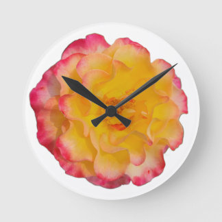 Vibrant Yellow and Pink Rose Wall Clock