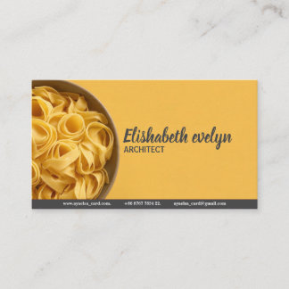 Vibrant Yellow Background with Pasta Bowl g23 Business Card