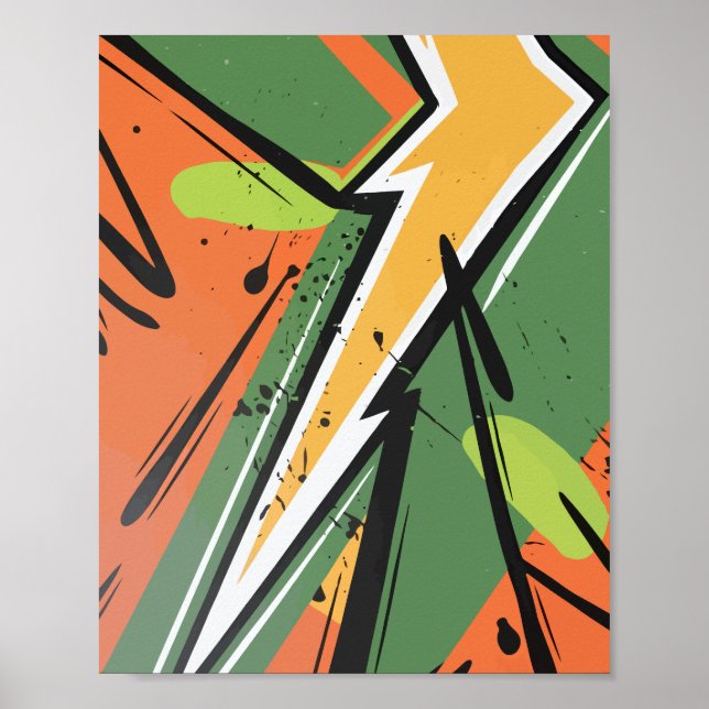 Vibrant yellow, black, and Green Abstract Motion Poster (Front)