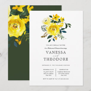 Vibrant Yellow Bouquet Wedding  Rehearsal Dinner Invitation