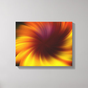 Vibrant Yellow Brown Swirls Abstract Canvas Print