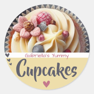 Vibrant Yellow Cupcake Cake Baking Photo Label
